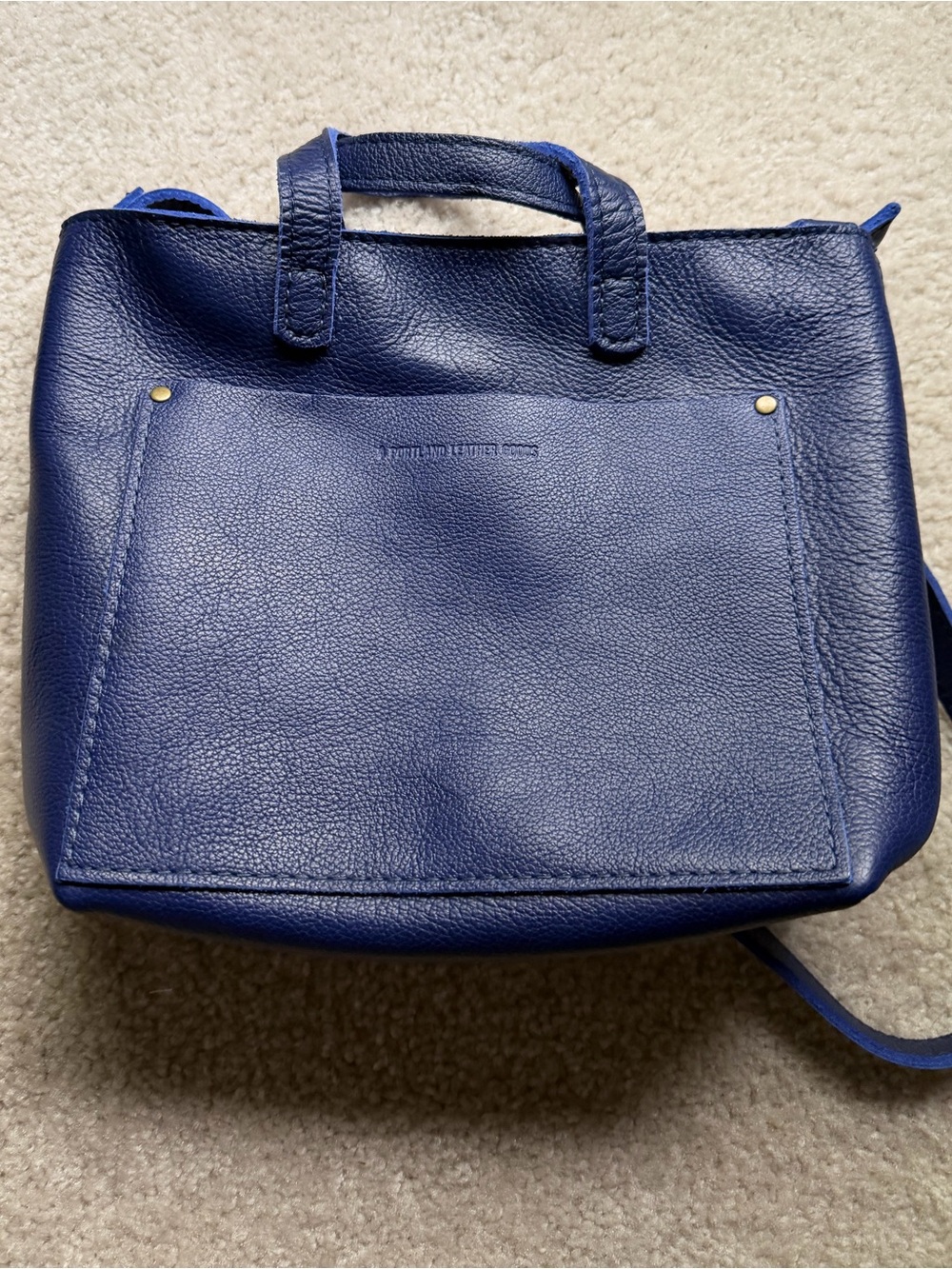 Portland Leather Navy Blue Pebbled Leather Tote